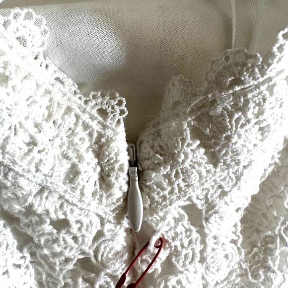 Open Edit Nordstrom New Women's Crochet Mini Dress White XXS Coastal Y2K Boho - Picture 10 of 13